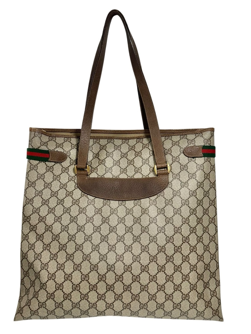Gucci GG Supreme Web Canvas & Leather Sherry Line Tote Bag - Picture 2 of 16